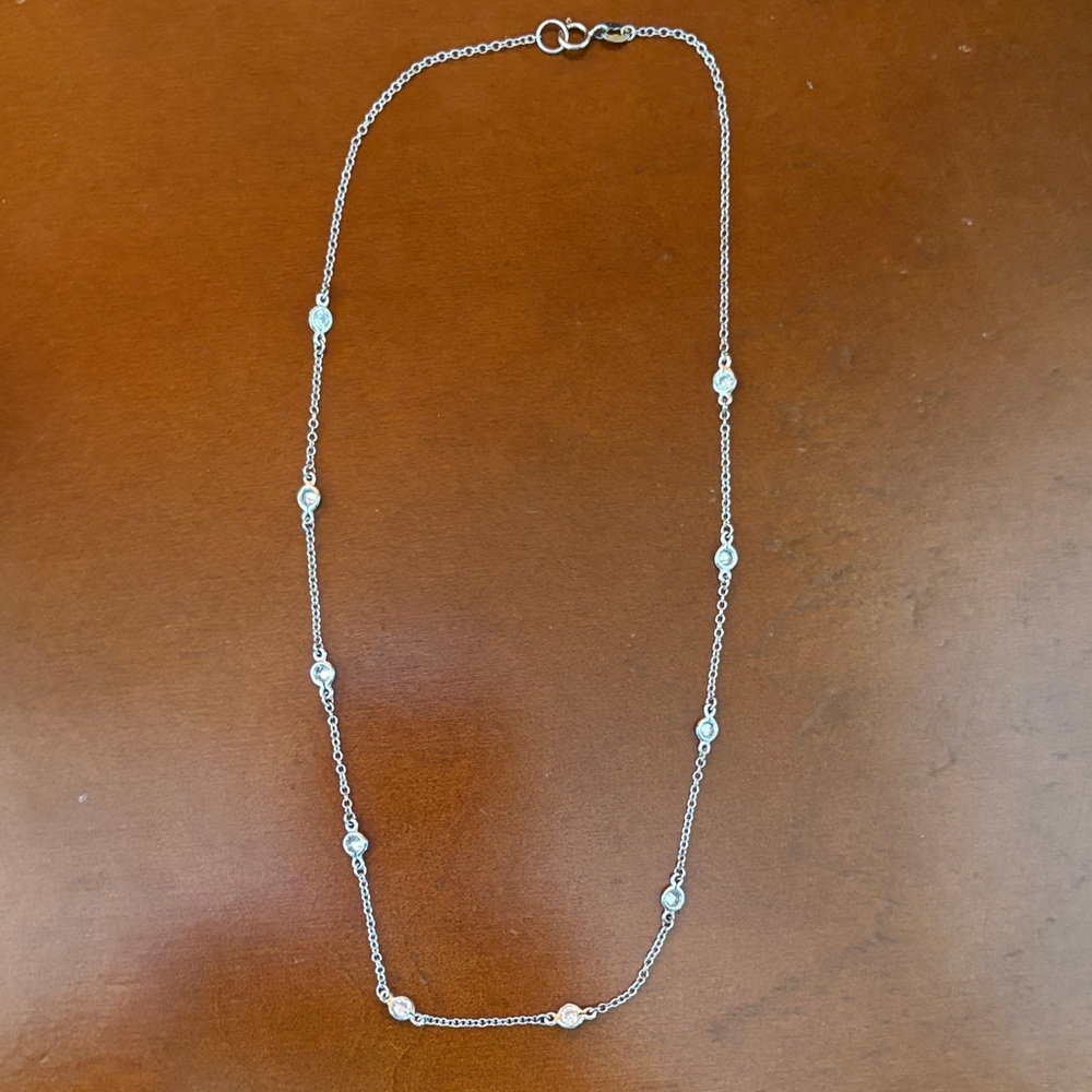 Ross-Simons Silver chain Necklace with diamonds